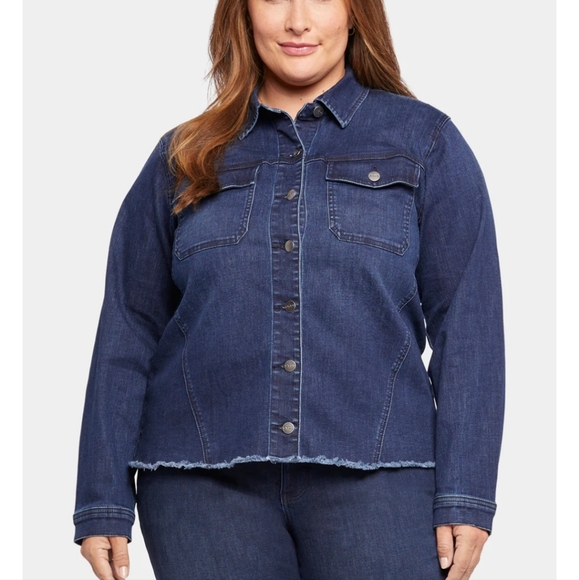NYDJ frayed Hem Denim Jacket In Plus Size 1X - Picture 2 of 7